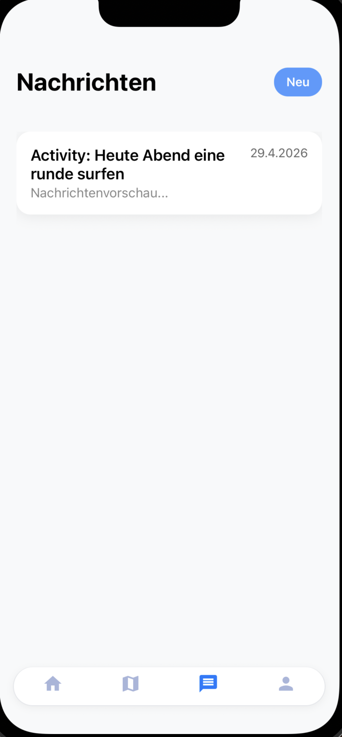 Ansicht des Nachrichtenbereichs in der App